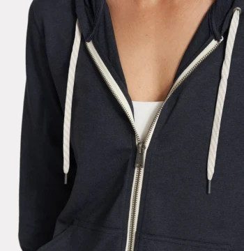 Women's cotton plain full zipper hoodies